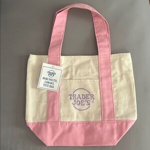 Trader Joe's Pink & Cream Mini Canvas Tote